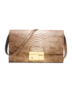 Læder clutch taske med python print