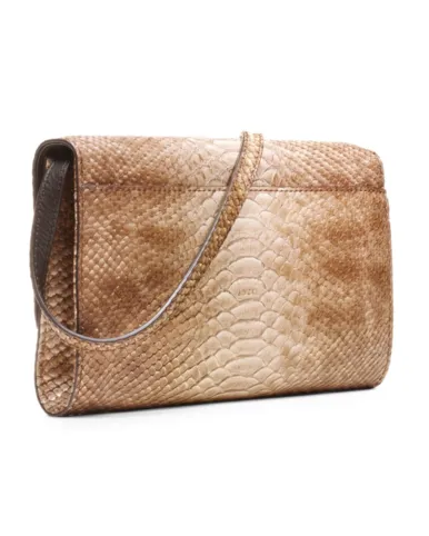 Læder clutch taske med python print