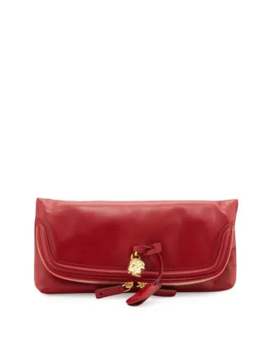 Læder clutch med lynlås